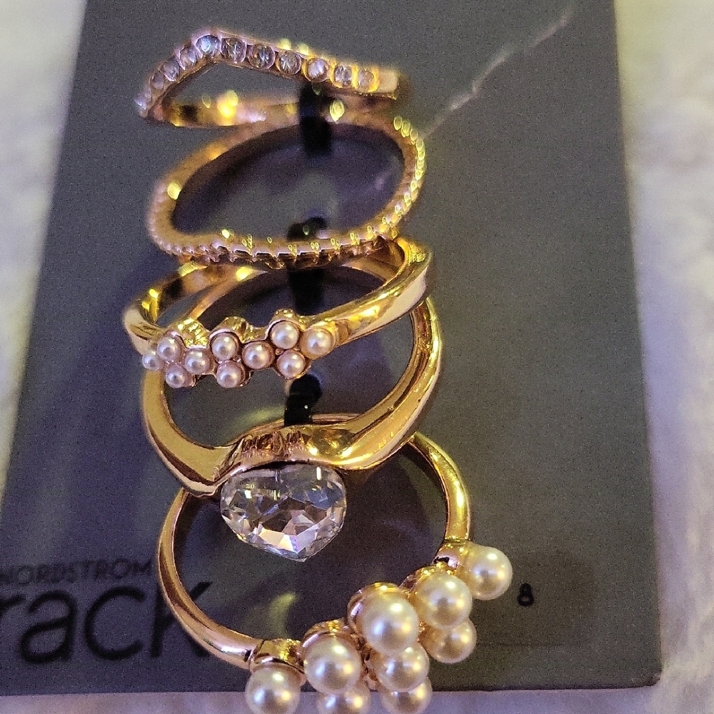 Elegant Gold and White Ring Collection - Picture 3 of 4